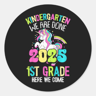 Kids Kindergarten We Are Done 2025 Graduation Kind Classic Round Sticker