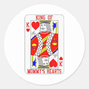 Kids King Of Mommys Heart Playing Card Baby Boy Va Classic Round Sticker