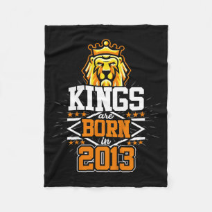 Kids Kings Are Born In 2013 Lion Bday Gifts 9th Fleece Blanket