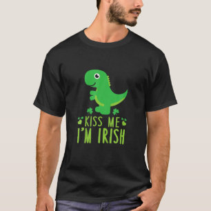 Kids Kiss Me I'm Irish St. Patrick's Day Cute Dino T-Shirt