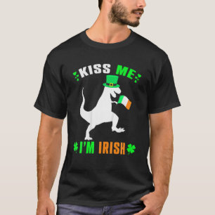 Kids Kiss Me I'm Irish St. Patrick's Day Cute Dino T-Shirt