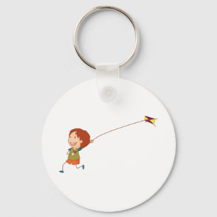 Kids Kite Flying Happy Childhood Key Ring