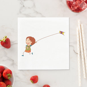Kids Kite Flying Happy Childhood Napkin