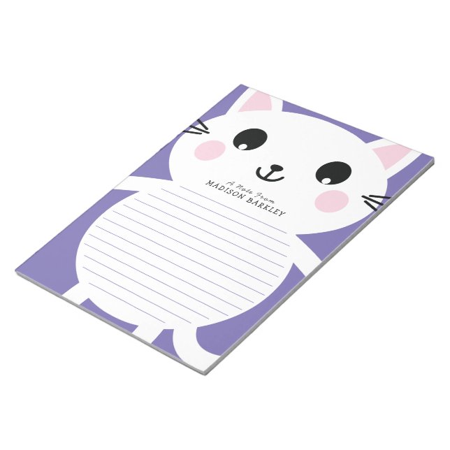 Kids Kitty Cat Cute Personal Stationary Notepad (Angled)