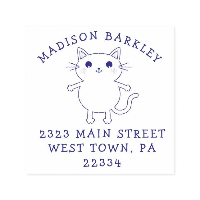 Kids Kitty Cat Cute Return Address Stamp (Design)