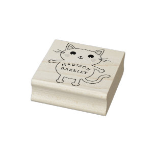Kid's Kitty Cat Cute Rubber Stamp