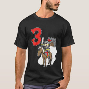 Kids Knight 3rd Birthday  Castle And Number 3 T-Shirt