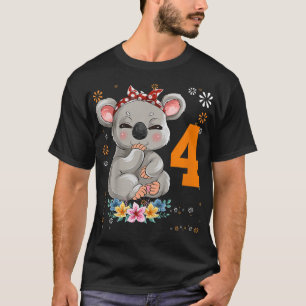 Kids Koala Bear 4th Birthday Girl 4 Year Old Birth T-Shirt