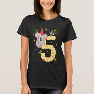 Kids Koala Bear Girl 5th Birthday 5th Year Old Ko T-Shirt