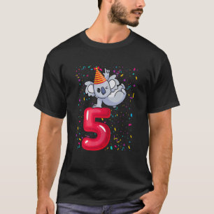Kids Koala Bear Girl 5th Birthday 5th Year Old Ko T-Shirt