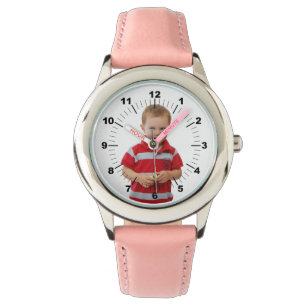 Kid's Leather Strap Watch - Personalised - Pink