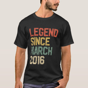 Kids Legend Since March 2016 5Th Birthday 5 Year O T-Shirt
