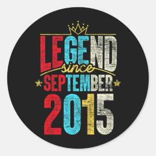 Kids Legend Since September 2015 Bday Gifts 7th Classic Round Sticker