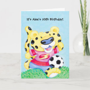 Kids leopard soccer customisable invitations