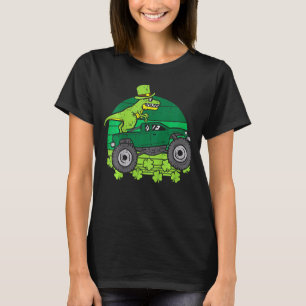 Kids Leprechaun Dino Monster Truck St Patricks Day T-Shirt