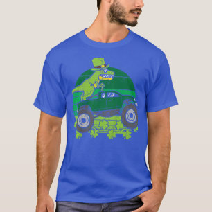 Kids Leprechaun Dino Monster Truck St Patricks Day T-Shirt