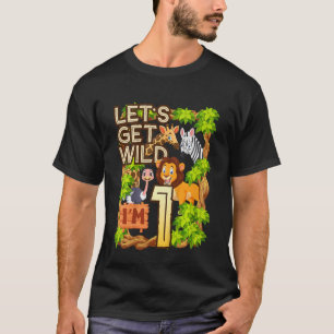 Kids Let's Be Wild I'm 1 Safari Animal Zoo Animal T-Shirt