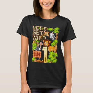 Kids Let's Be Wild I'm 1 Safari Animal Zoo Animal T-Shirt