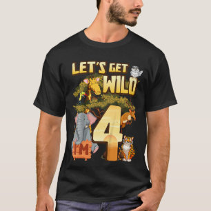 Kids Let's Be Wild I'm 4 Safari Animal Zoo Animal T-Shirt