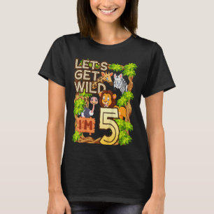 Kids Let's Be Wild I'm 5 Safari Animal Zoo Animal T-Shirt