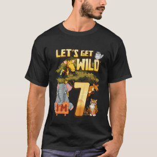 Kids Let's Be Wild I'm 7 Safari Animal Zoo Animal T-Shirt