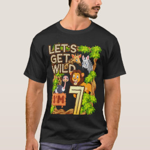 Kids Let's Be Wild I'm 7 Safari Animal Zoo Animal T-Shirt