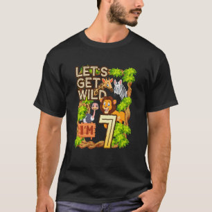 Kids Let's Be Wild I'm 7 Safari Animal Zoo Animal T-Shirt