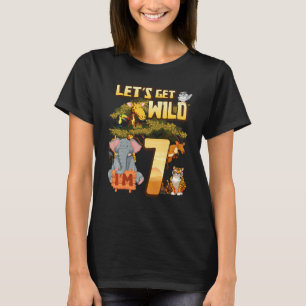 Kids Let's Be Wild I'm 7 Safari Animal Zoo Animal T-Shirt