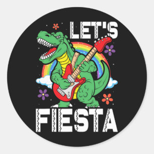 Kids Lets Fiesta Dino Trex Cute Toddler Boys Cinco Classic Round Sticker
