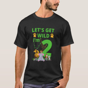 Kids Le'ts Get Wild I'm 2 Birthday Safari Animals  T-Shirt