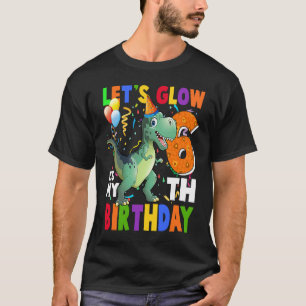 Kids Let's Glow Party It's My 6th Birthday Dinosau T-Shirt