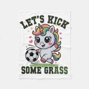 Kids Let's Kick Some Gr Soccer Unicorn Gym Girls M Fleece Blanket