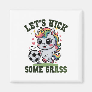 Kids Let's Kick Some Gr Soccer Unicorn Gym Girls M Magnet