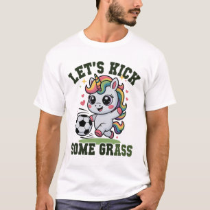 Kids Let's Kick Some Gr Soccer Unicorn Gym Girls M T-Shirt