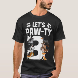 Kids Lets Pawty I'm 3 Puppy Dog 3rd Birthday Party T-Shirt