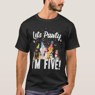 Kids Lets Pawty I'm FIVE! Puppy Dog Themed Birthda T-Shirt