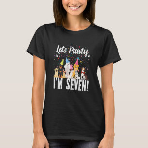 Kids Lets Pawty I'm Seven! Puppy Dog Themed Birthd T-Shirt