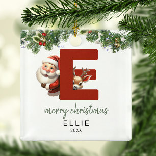 Kids Letter E Monogram Christmas Tree  Metal Tree Decoration