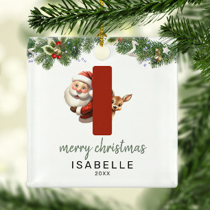 Kids Letter I Monogram Christmas Tree Metal Tree Decoration