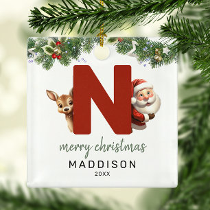 Kids Letter N Monogram Christmas Tree  Metal Tree Decoration