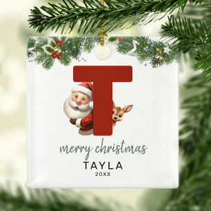 Kids Letter T Monogram Christmas Tree Metal Tree Decoration