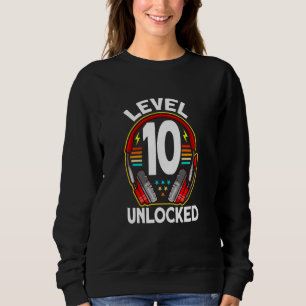 Kids Level 10 Unlocked Video Game Gamer Gaming 10t Sweatshirt