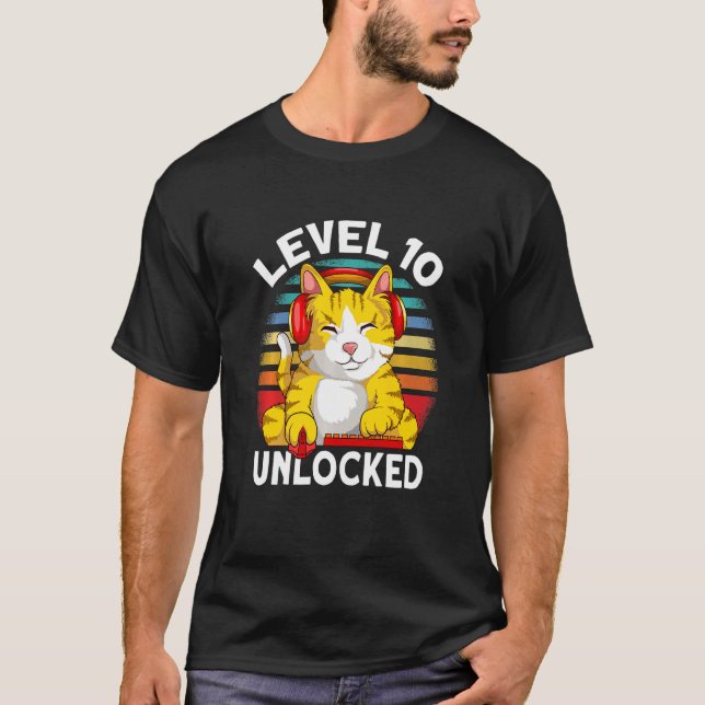 Kids Level 10 Unlocked Video Game Gamer Gaming 10t T-Shirt (Front)