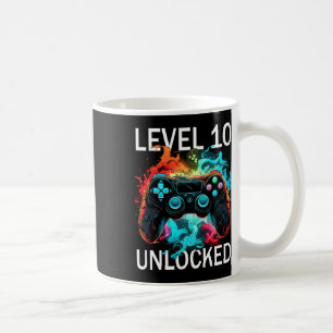 Kids Level 10 Unlocked Video Gamer Retro 10th Birt Coffee Mug