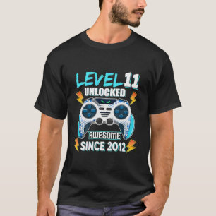 Kids Level 11 Unlocked Awesome Since 2012 11 Year T-Shirt