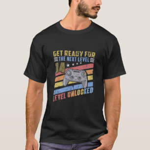 Kids Level 14 Unlocked Video Game 14Th Birthday Vi T-Shirt