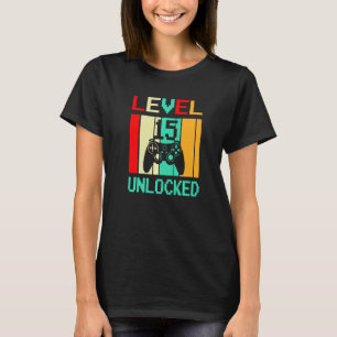 Kids Level 15 Unlocked Video Gamer 15th Birthday T-Shirt
