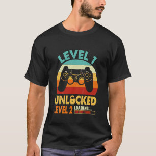 Kids Level 1 Unlocked 1St Birthday 1 Year Old Vide T-Shirt