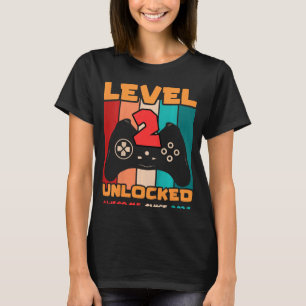 Kids Level 2 Unlocked Awesome since 2021 Gaming Bi T-Shirt