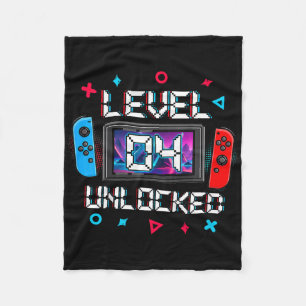 Kids Level 4 Unlocked Gamer 4th Birthday Gift Vide Fleece Blanket